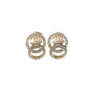 CHANEL Gold Logo Earrings